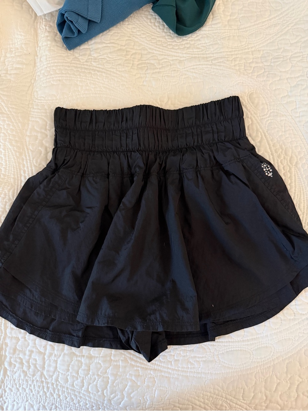 FP Movement by Free People Black High-Waist Smocked Skort